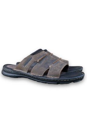 Rockport Darwyn Outdoor Sandals Slides Brown Leather Classic Men’s size 12